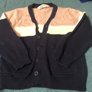 Size 3-4 boys gray navy cream cardigan